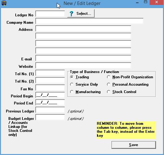 setting up your ledgers and accounts